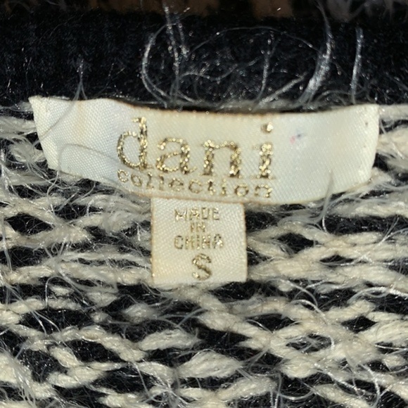 DANI COLLECTION DRAPE FRONT CARDIGAN SWEATER BLACK AND WHITE LADIES SIZE  SMALL - Picture 4 of 8